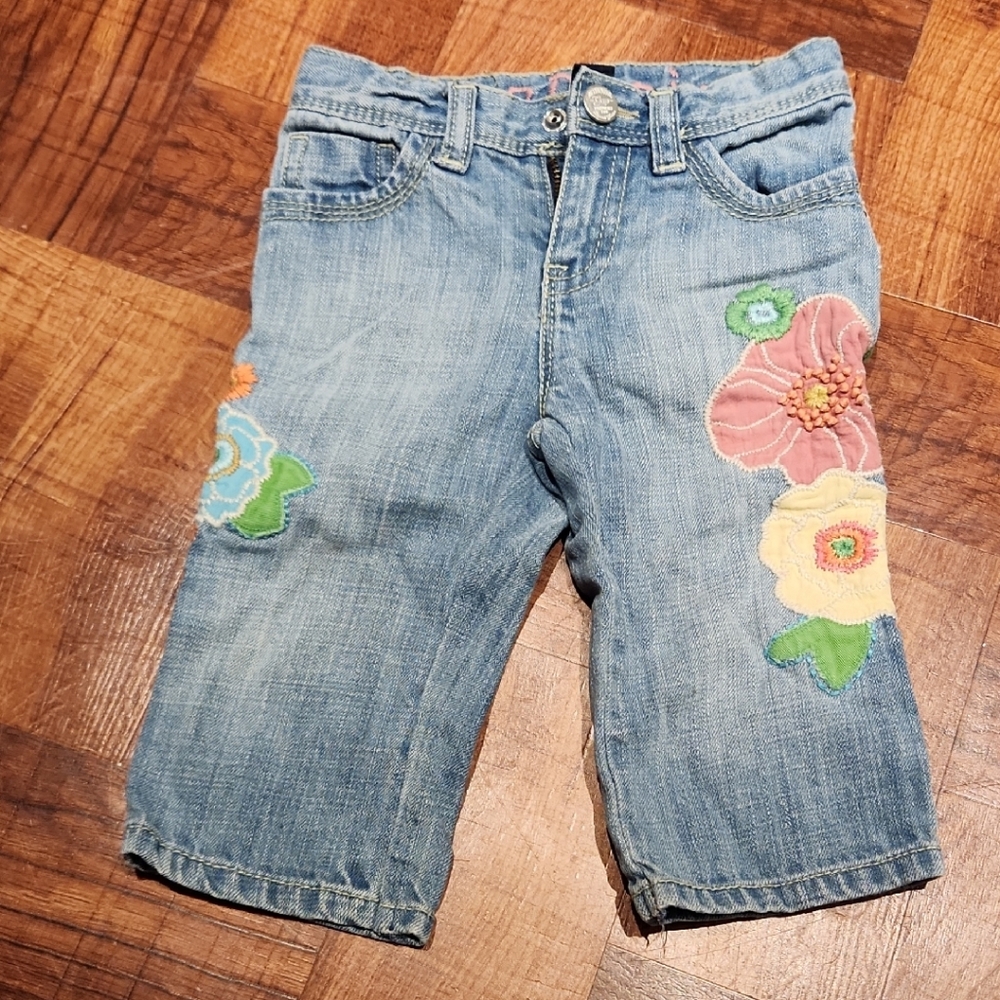 GAP Kids Blue Jeans with Floral Embroidery